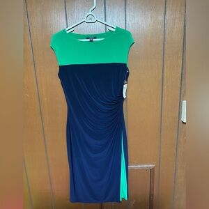 Chaps ralph lauren blue and green styles cut sleeves dress size M
